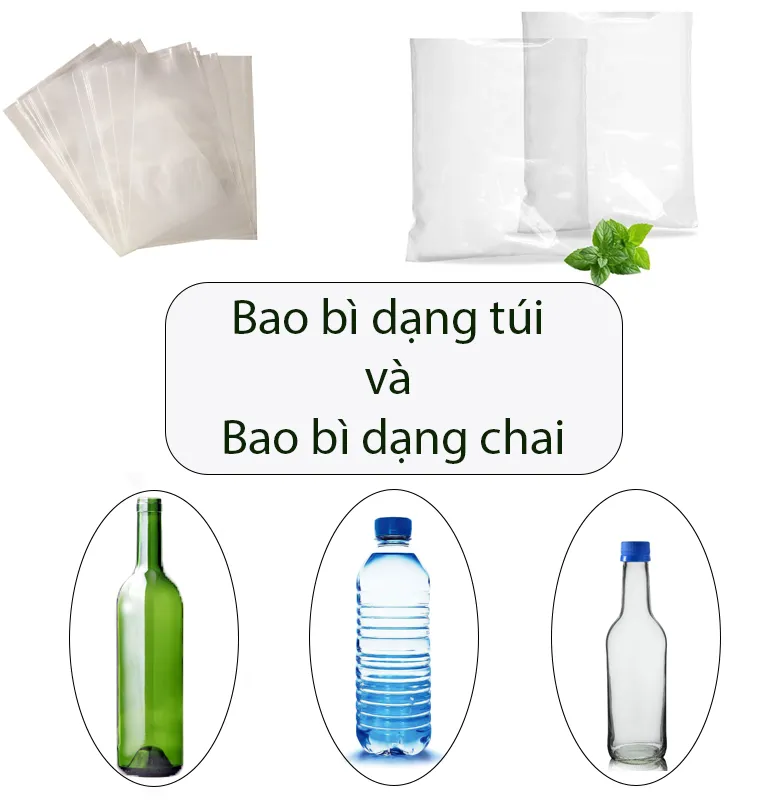 Lựa chọn bao bì dạng túi và bao bì dạng chai phổ biến