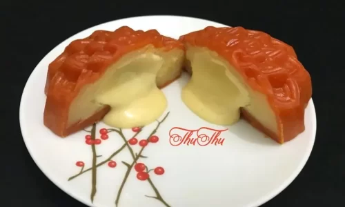 Bánh trung thu gấc nhân đậu xanh trứng muối phô mai chảy – Thư Thư