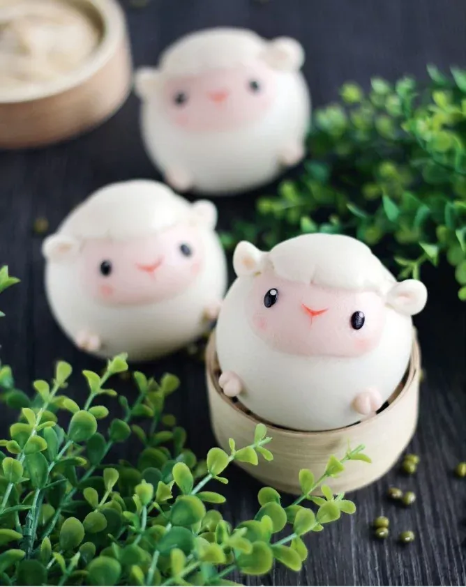 Bánh bao tạo hình - Tạo hình bé cừu