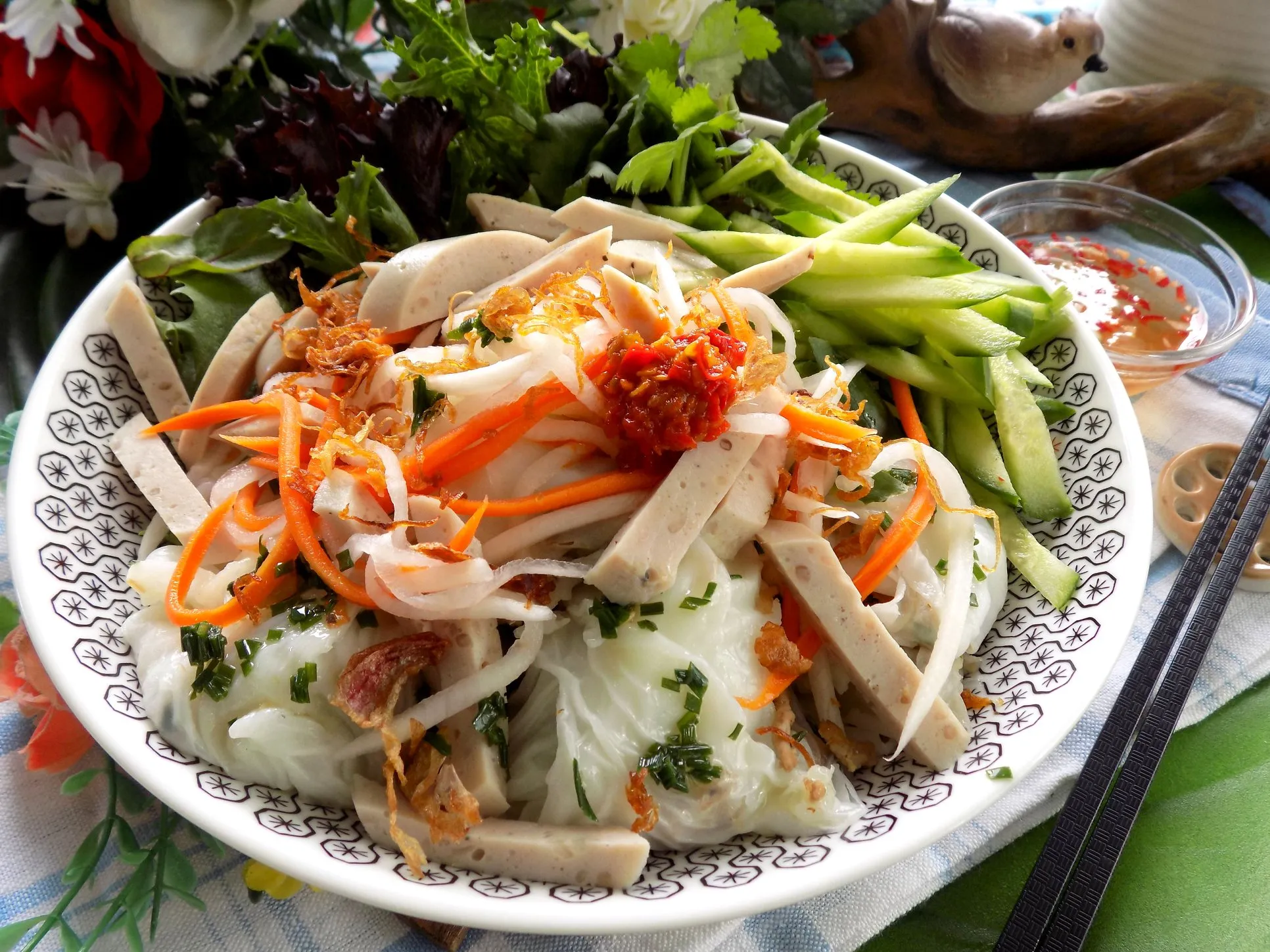 Bánh cuốn đùm dùng nồi hấp hơi - Lam Anh Dao