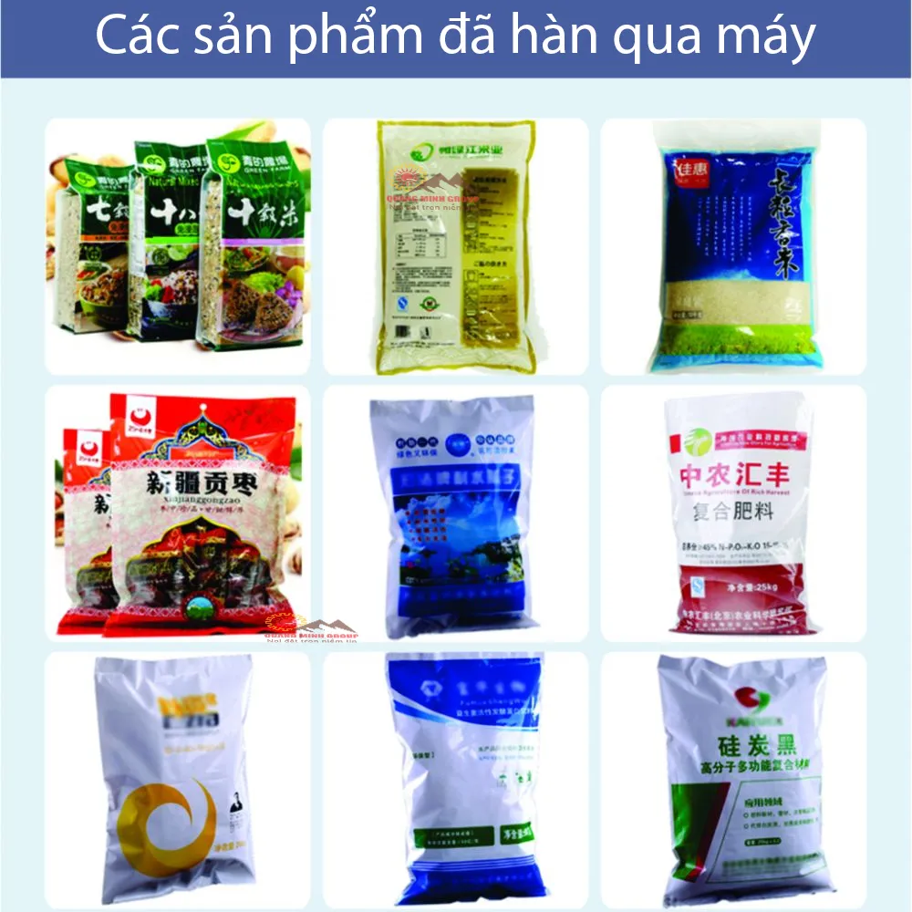 Các sản phẩm đã hàn qua máy hàn miệng túi đứng