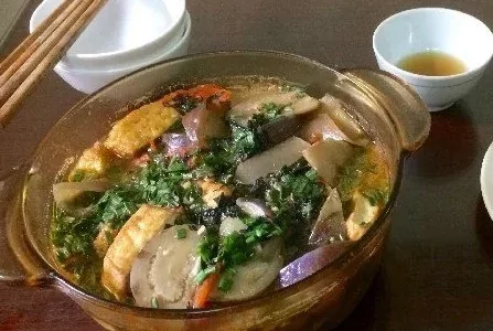 Canh cà tím nấu bung thịt heo