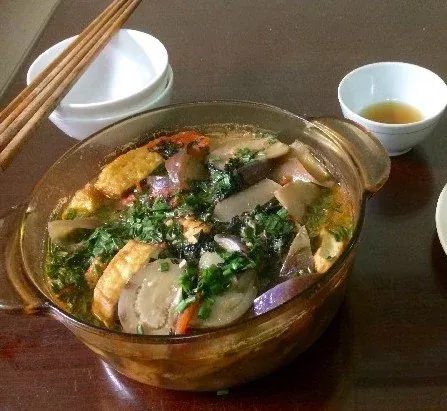 Canh cà tím nấu bung thịt heo