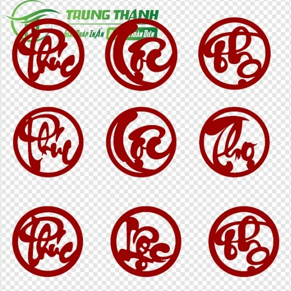 Chữ phúc lộc thọ thư pháp vector