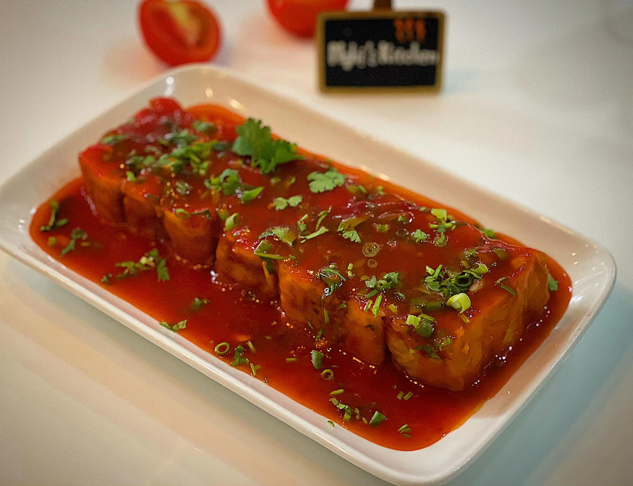 Đậu hũ nhồi thịt sốt cà chua - Nghi's Kitchen