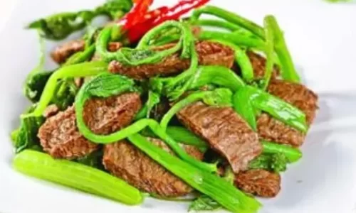 Đọt Bí Xào Thịt Bò Chay – Christine Ha