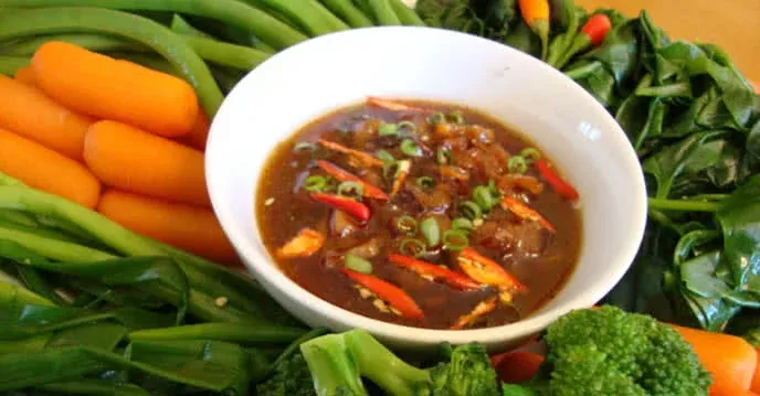 Nước mắm kho quẹt - Rau luộc thập cẩm kho quẹt - 100 món ăn Việt