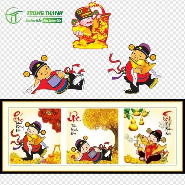 Mẫu ông phúc lộc thọ vector vui nhộn