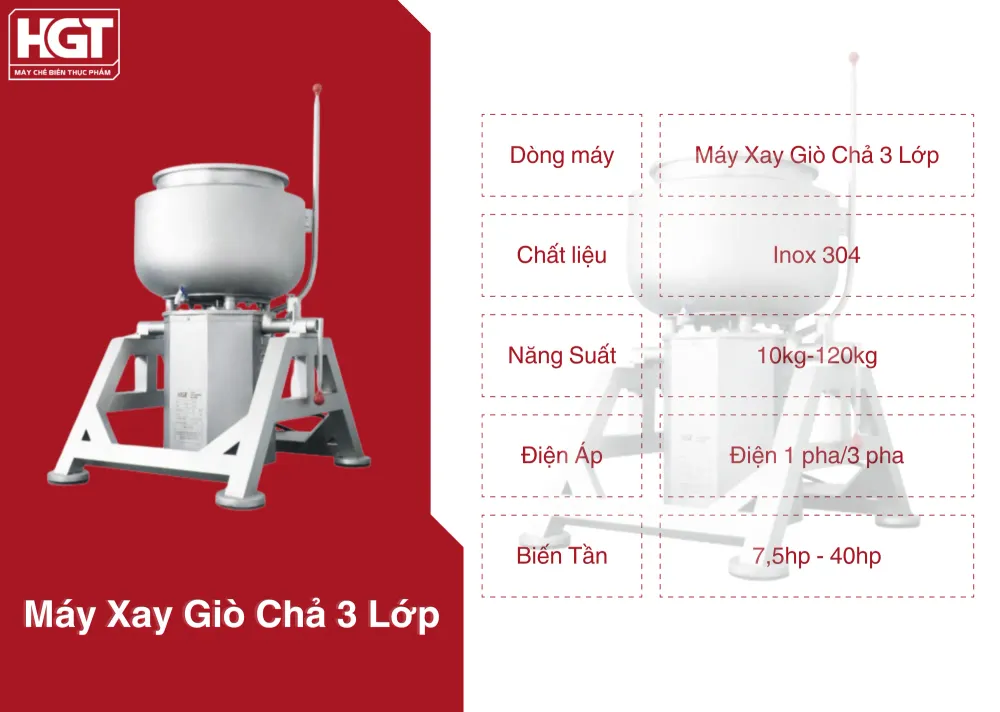 Máy xay giò chả 3 lớp HGT