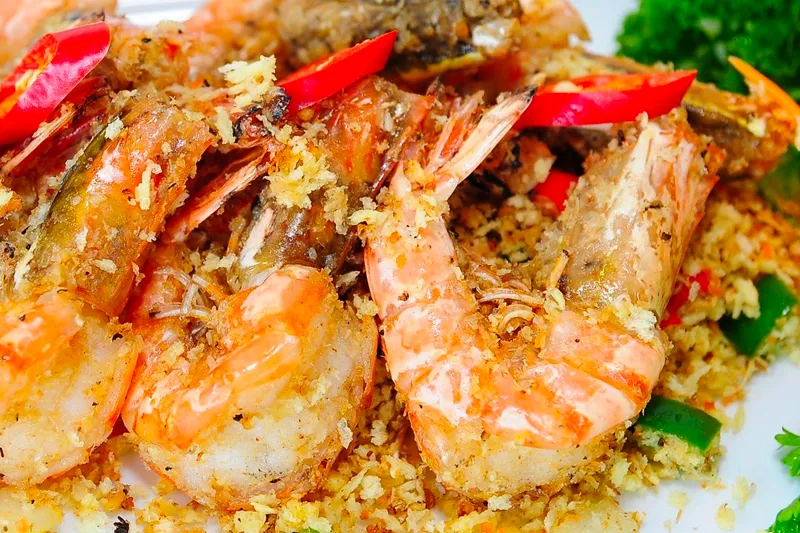 Tôm rang muối - Sốt muối sả - 100 món ăn Việt