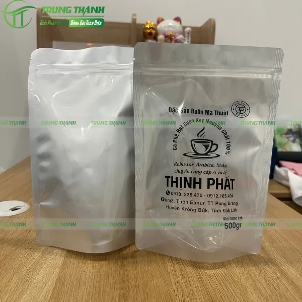 Túi zip 1 mặt trong 1 mặt bạc